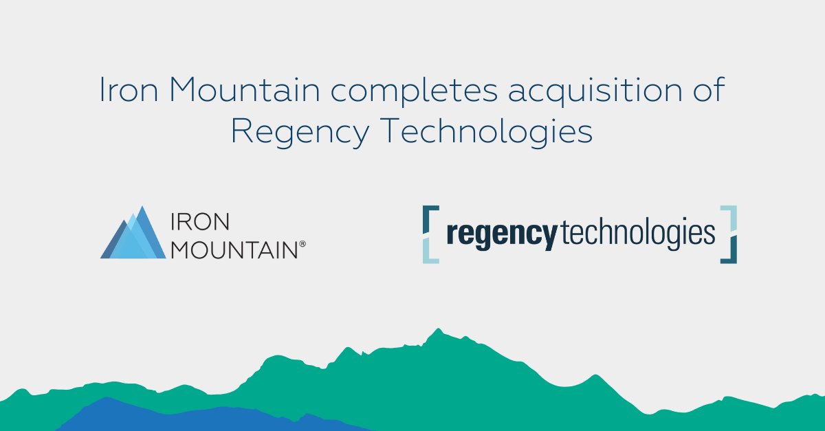 IronMountain's tweet photo. Iron Mountain announces it has completed its acquisition of @regencytech, a leading provider of IT asset disposition (ITAD) services in the United States. Read the full press release here: https://t.co/aE34Hkln5J
#itad #itam #assetlifecyclemanagement #alm https://t.co/a3sYoGXBbj