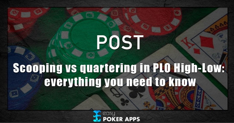 easypppoker's tweet photo. Professionalization in poker inevitably entails the use of concepts and anglicisms whose meaning determines a specific action or intention. 

In this article, we will focus on two very common concepts in PLO High-Low: scooping and quartering.

https://t.co/8FtgN5CO05 https://t.co/EWQhVCOood