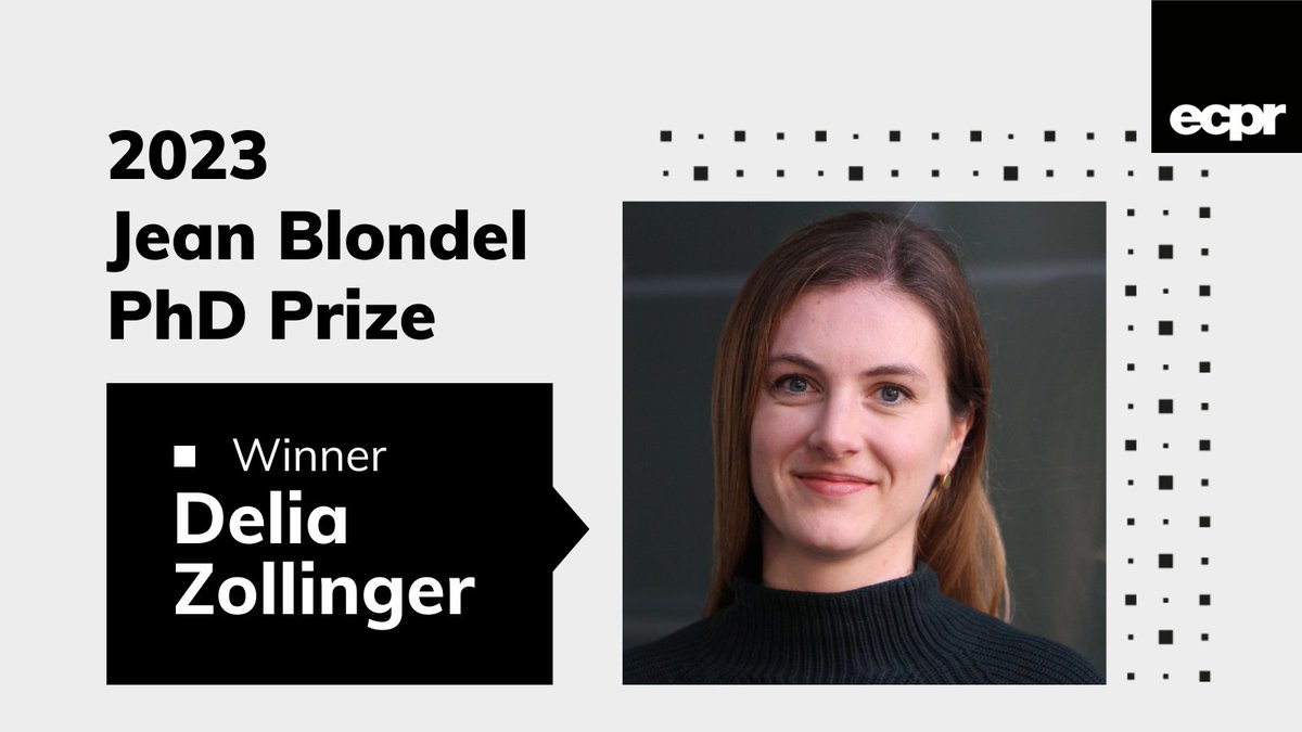 ✨ Exceptional ✨ Elegantly crafted 🏆 @dpzollinger claimed our 2023 Jean Blondel PhD Prize for her thesis 'Structural Change, Identity Formation, and Cleavage Consolidation in 21st Century Politics', completed at @IPZ_ch 🙌 📰 More: ecpr.eu/news/news/deta… @UZH_en #ECPRPrizes