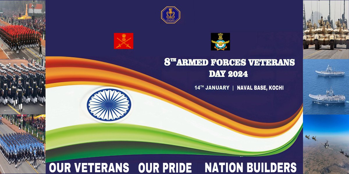 Honouring our Veterans!

Acknowledging  the contributions & selfless devotion of our #veterans , #SNC cordially invites all Armed Forces Veterans for the Tri Services Armed Forces Veteran's Rally at 🕘0900 h on 🗓️14 Jan 24. 
📍Venue - Naval Base,#Kochi

#Celebratingheroes