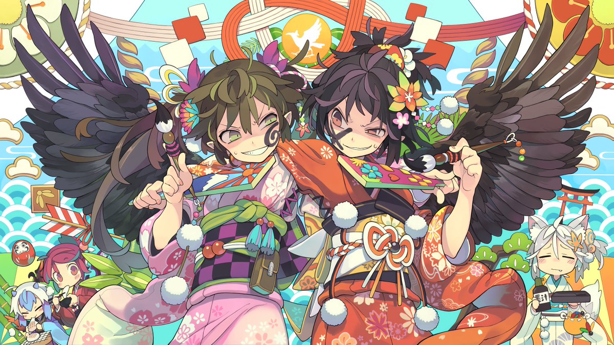 姫海棠はたて ,犬走椛 ,射命丸文 「 」|もりのほんのイラスト