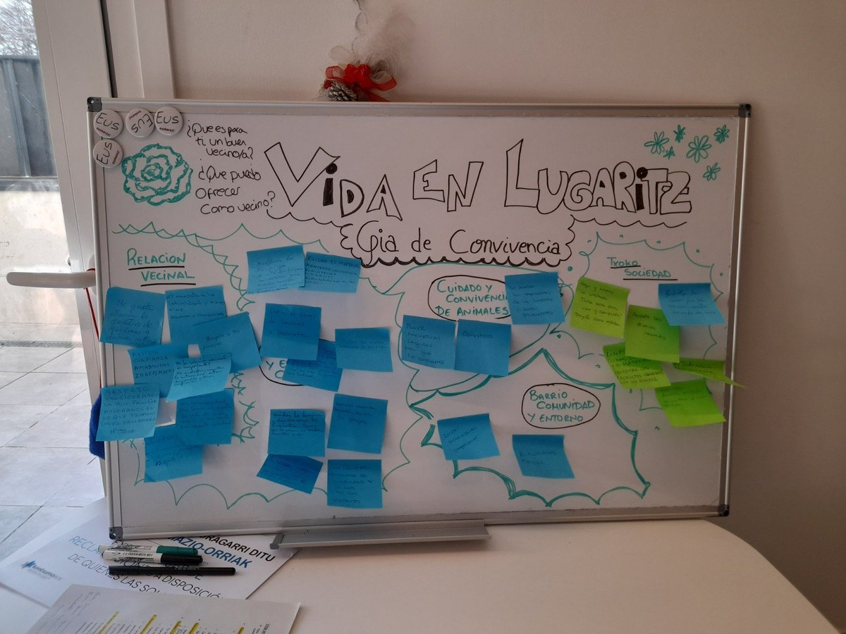 MatiaFundazioa's tweet photo. 🌈Desde el grupo Vida en #Lugaritz hemos estado desarrollando a través de dinámicas una "guía de convivencia". Hecha por y para los vecinos de Lugaritz, esta herramienta busca facilitar pautas que apoyen una convivencia amigable, agradable y saludable. #JuntasGeneramosVecindad https://t.co/vZuwd6NkgD