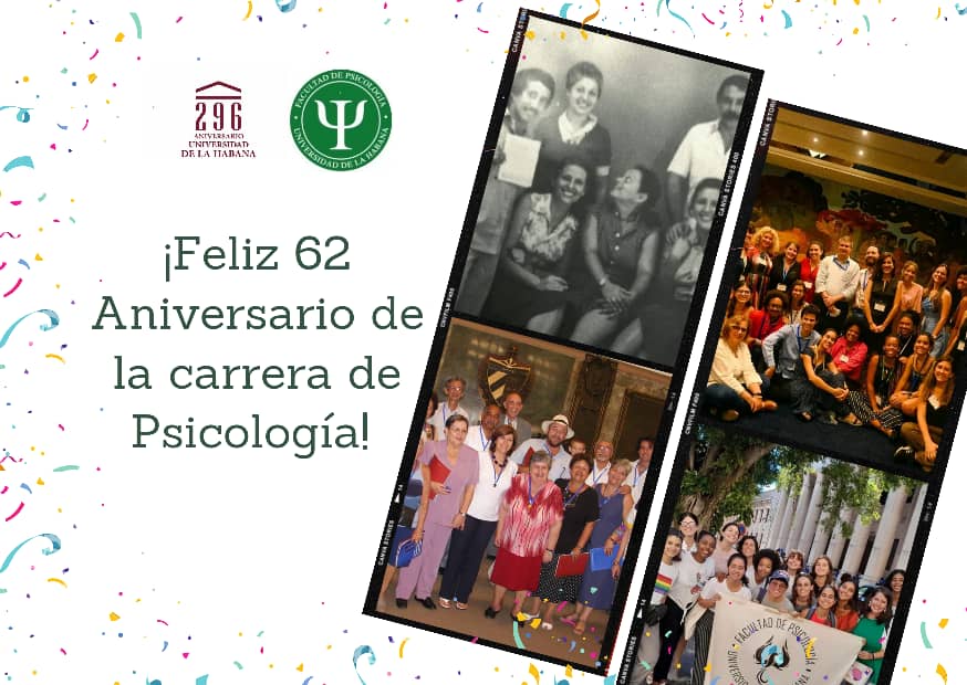 ✨️Estamos de celebración🥳 
Un día como hoy, hace 62 años, se creó la carrera de Psicología en nuestra Universidad de La Habana.

Gracias a quienes han sido parte de este intenso andar. Gracias por la historia, la entrega y sobre todo el amor a la Psicología ❤️.