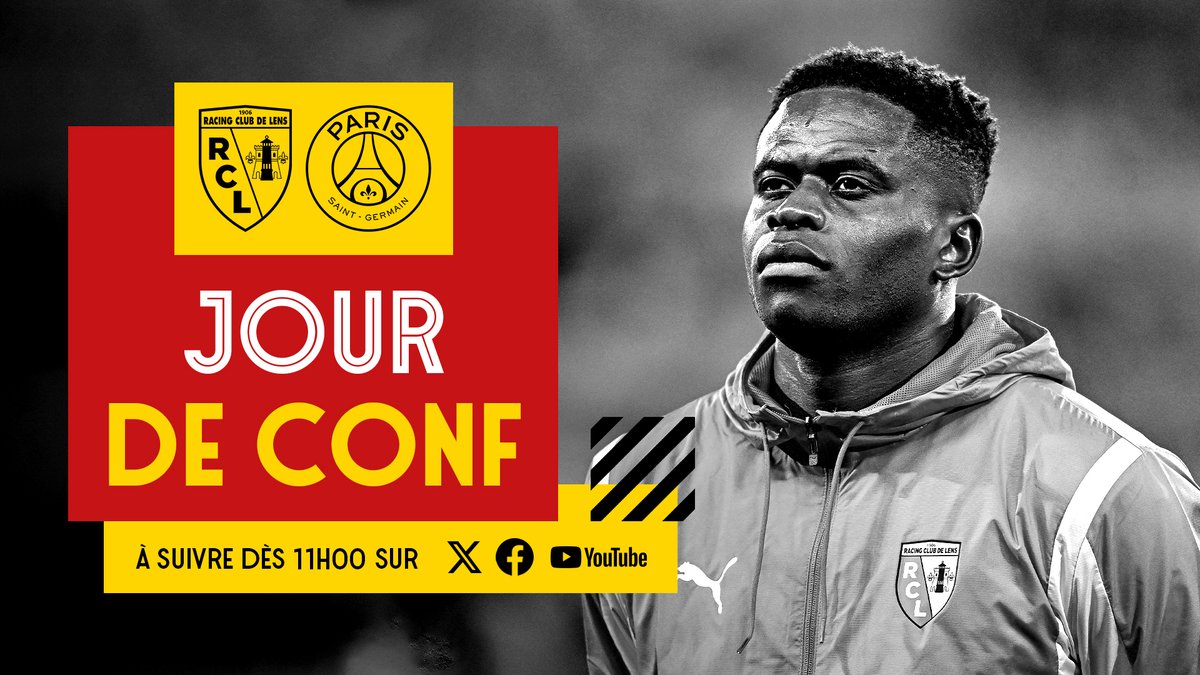 RCLens's tweet photo. C’est #JourDeConf 🎥
Franck Haise et @samba_brice seront présents en conférence de presse avant #RCLPSG.
Rendez-vous ce vendredi dès 11h00 ! https://t.co/5XC8NTxphP
