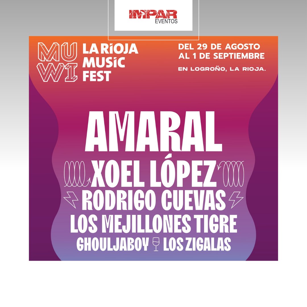 Impar_Eventos's tweet photo. 💥¡Primera tanda de confirmados! 💥 ¿A qué esperas para hacerte con tu abono? Se vienen Amaral, Xoel López, Rodrigo Cuevas Ghouljaboy, Los Mejillones Tigre, Los Zigalas... Y todavía quedan bombazos 😏
👉 62€ (gastos gestión incluidos) 
🎟️ https://t.co/nfymFkKa1j https://t.co/Q5Z4tuZBg7
