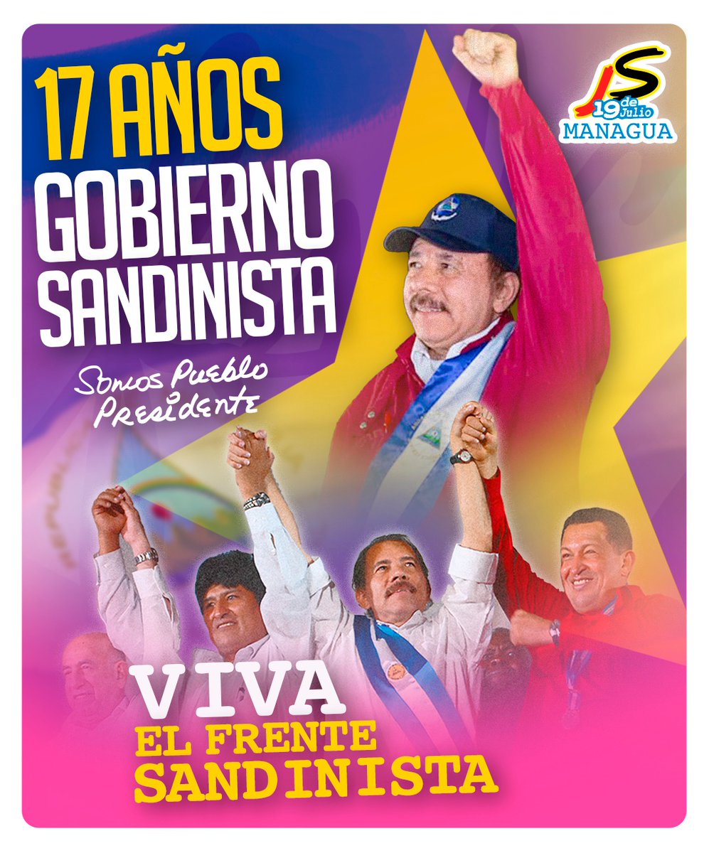 AlexMay38493702's tweet photo. Hoy Cumplimos 17 años de pueblo presidente, Gracia al gobierno sandinista  Nicaragua sigue avanzando con todos los programas sociales y proyectos de infraestructura. #MásVictoriasMasBienestar https://t.co/vg7zDkbrB3