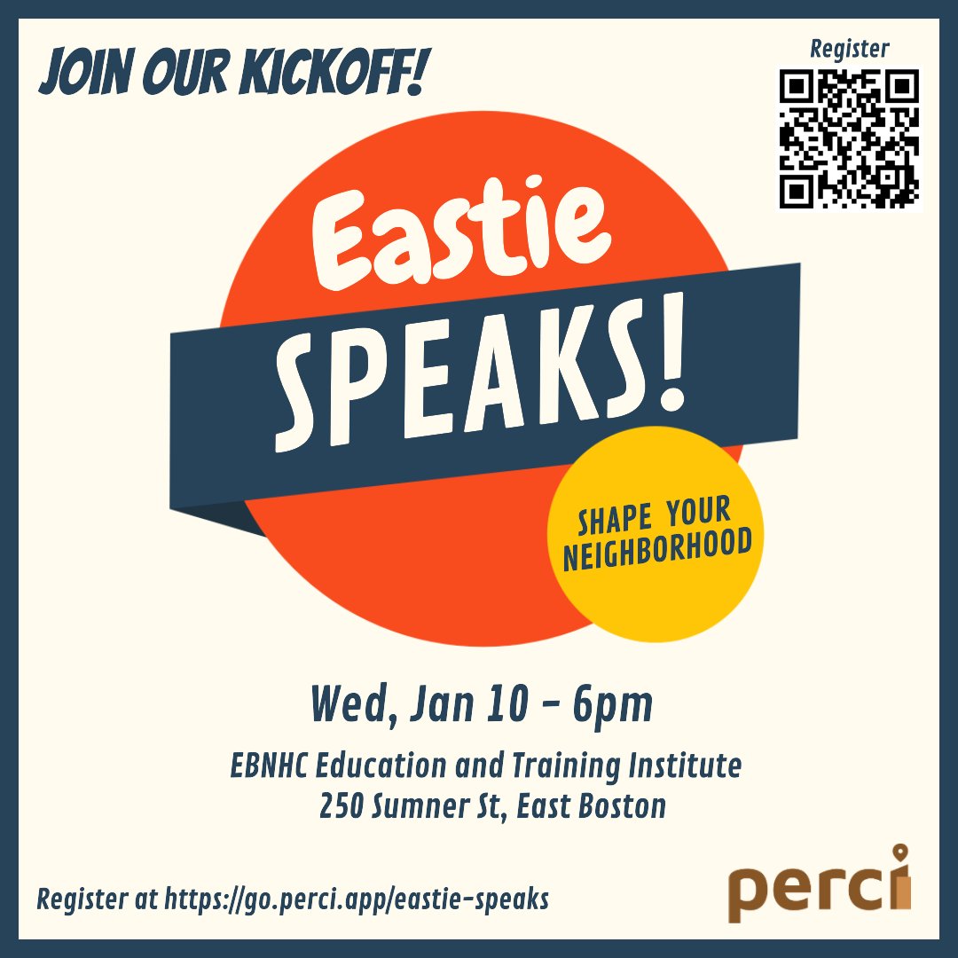PerciPBC's tweet photo. Eastie Speaks kicks off tonight! As the event is over dinnertime, food will be provided. To make the event as accessible as possible, there will also be Spanish interpretation. 

To register and for more details: https://t.co/lVxILomypg https://t.co/wKzIBHVjjF