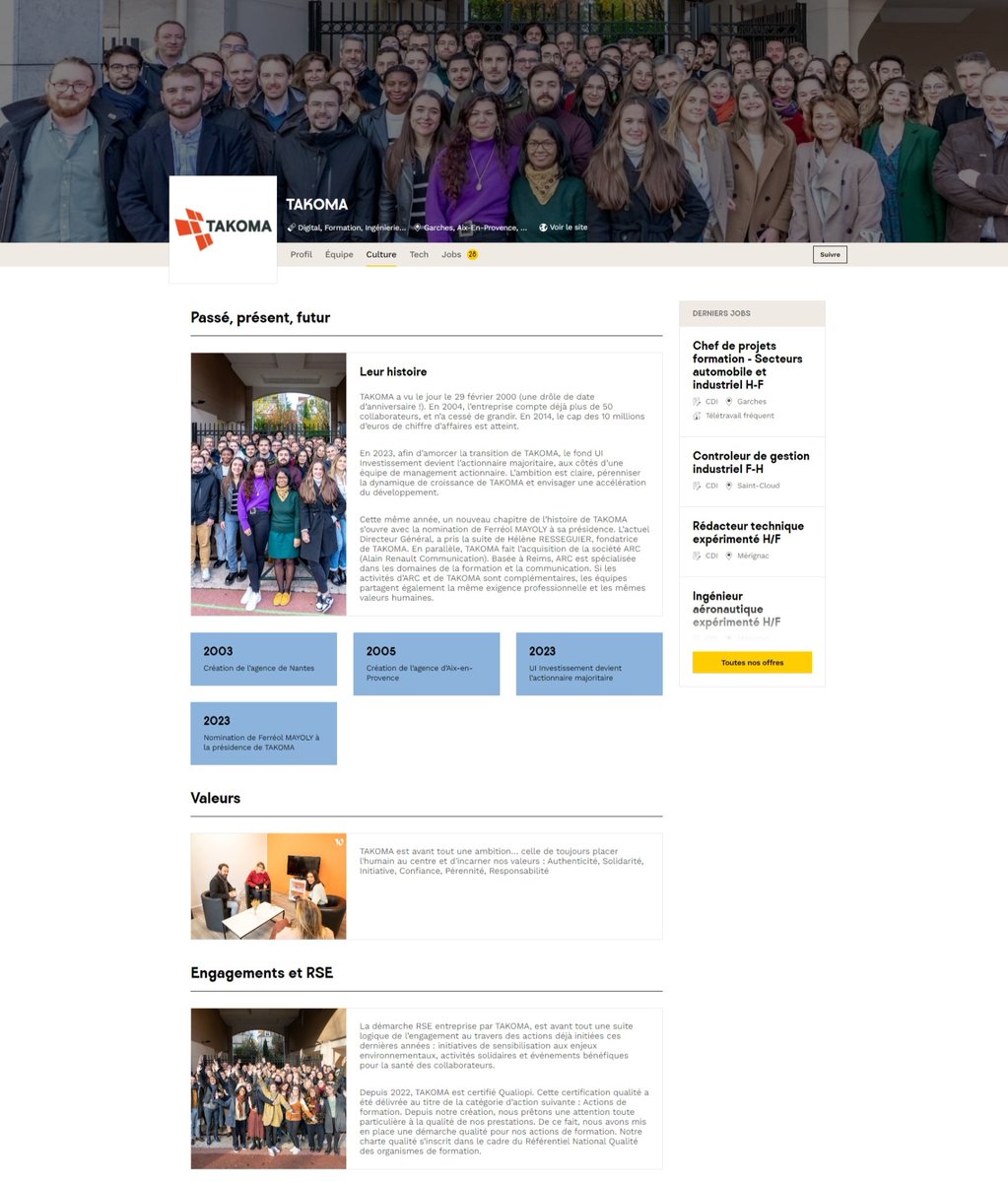 Notre page Welcome to the Jungle a fait peau neuve pour 2024 ! Redécouvrez TAKOMA avec de nouveaux interviews collaborateurs et apprenez-en un peu plus sur notre culture et nos métiers : welcometothejungle.com/fr/companies/t…