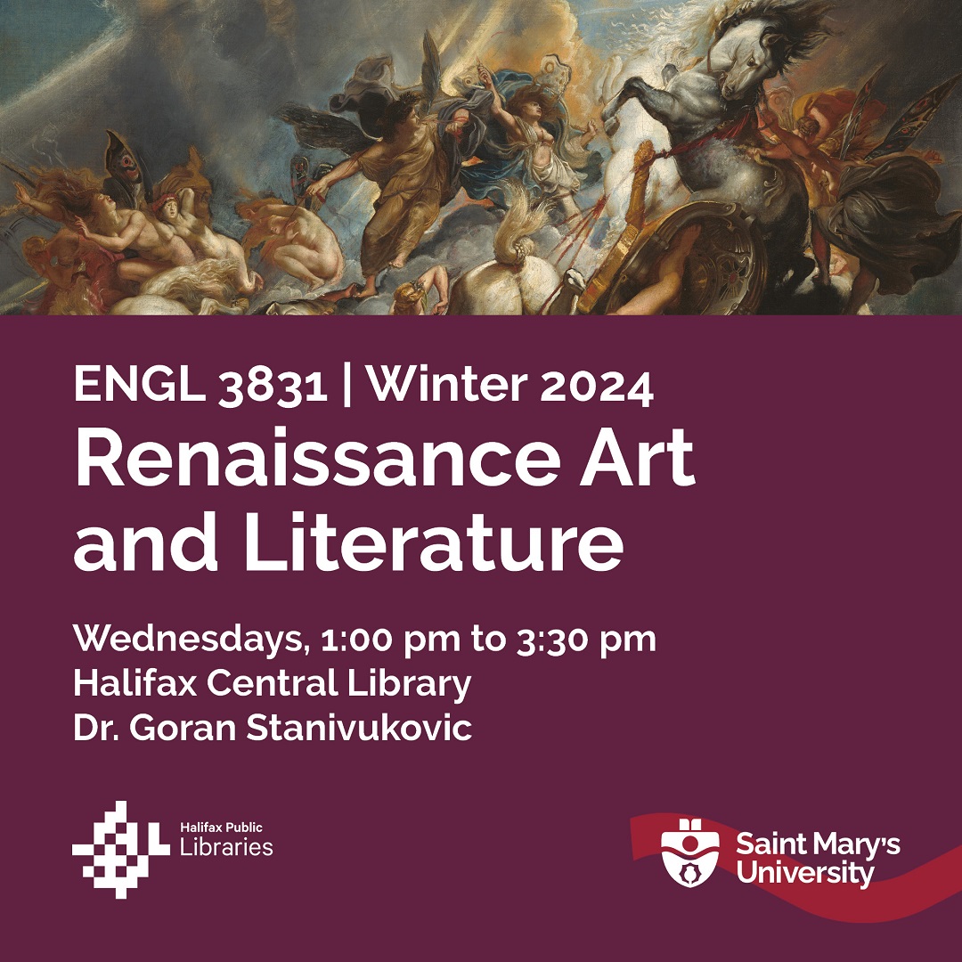 SMArts_SMU's tweet photo. University Classes for Everyone start today at #HalifaxCentral Library! This winter's courses in our partnership with @hfxpublib: Renaissance Art and Literature (Wed.) and Universal Health Care? (Thurs.), both 1-3:30 pm. Learn more: https://t.co/gj6KuTdTIw #artswithimpact https://t.co/CsF8EvuIvF