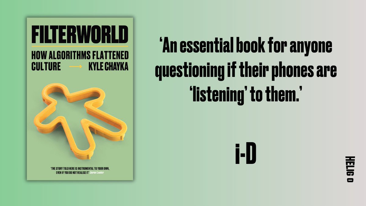 heligobooks's tweet photo. What does it mean to make a choice when the options have been arranged for us? Is personal freedom possible on the Internet? 

New Yorker journalist @chaykak is asking the important questions in his latest book Filterworld, out Jan 23rd. 

Preorder now: https://t.co/P2FOR2eOpo https://t.co/IizjDwKCTr