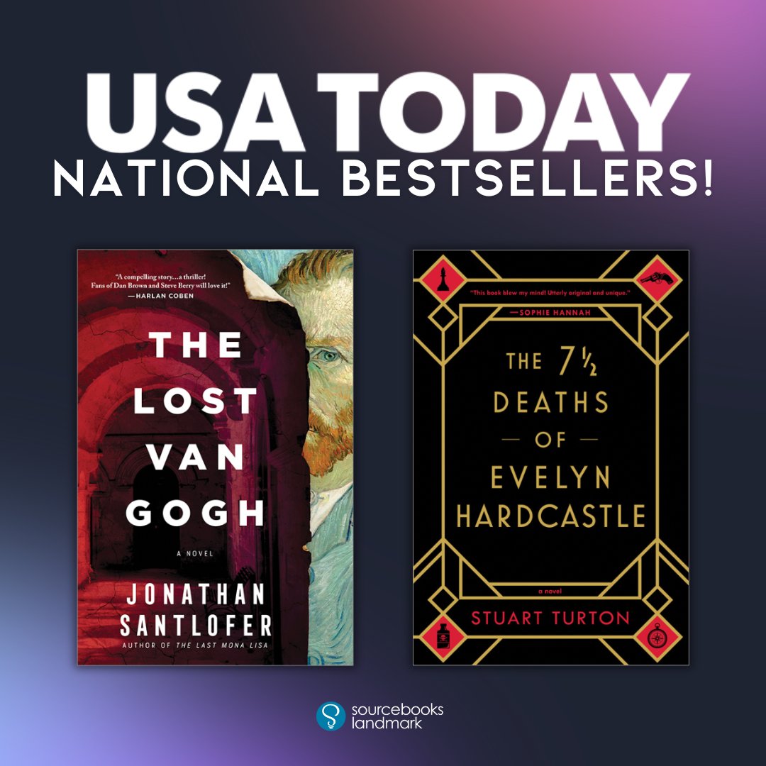 We're thrilled to announce that THE LOST VAN GOGH by <a href="/jsantlofer/">Jonathan Santlofer</a> debuted on the USA Today bestseller list! 

THE 7 1/2 DEATHS OF EVELYN HARDCASTLE by <a href="/stu_turton/">Stu Turton</a> also continues its run on the USA Today list—five years after its initial publication.

Thank you, readers! ✨