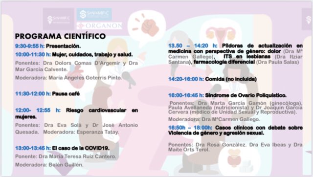 23.2.24 Las Naves de Valencia I Jornada de Salud de la Mujer <a href="/SoVaMFiC/">SoVaMFiC #RazonesParaSer</a> ¿Cómo se producen las inequidades de género en salud?¿Cómo la ciencia nos está permitiendo señalarlas y reducirlas?Un lugar de actualización y reflexión que acerca la medicina con perspectiva de género a AP.