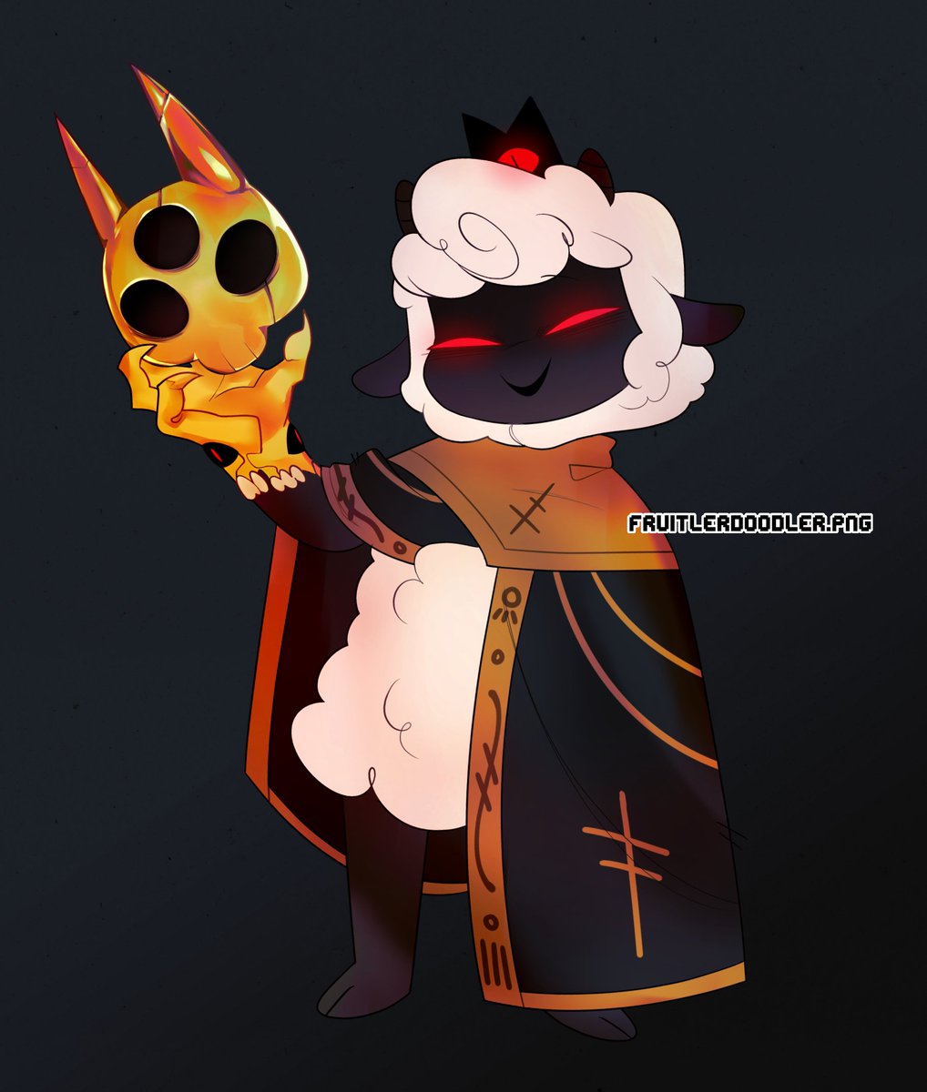 FruitlerDoodler's tweet photo. [fanart] 🩸no longer a servant no less than a god🩸(lamb in the heretic pack promo art still goes hard) #CultoftheLamb #cultofthelambfanart https://t.co/WaZJml1RhK