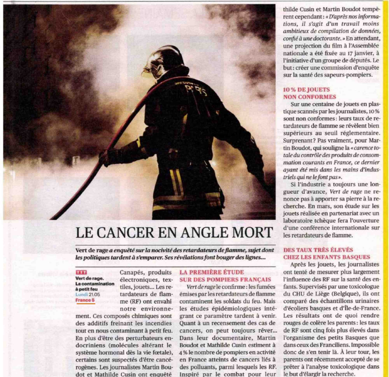 francetvpro's tweet photo. #LesMediasEnParlent des révélations de l'enquête @MartinBoudot @MathildeCUSIN sur les retardateurs de flamme : pompiers exposés, jouets et eau contaminés @Telerama @sudouest 

Vert de Rage : la contamination à petit feu

▶️Lun 15/01 à 21.05 | #France5 et https://t.co/JqV7mXAoWY https://t.co/ts5gmG7Sbd