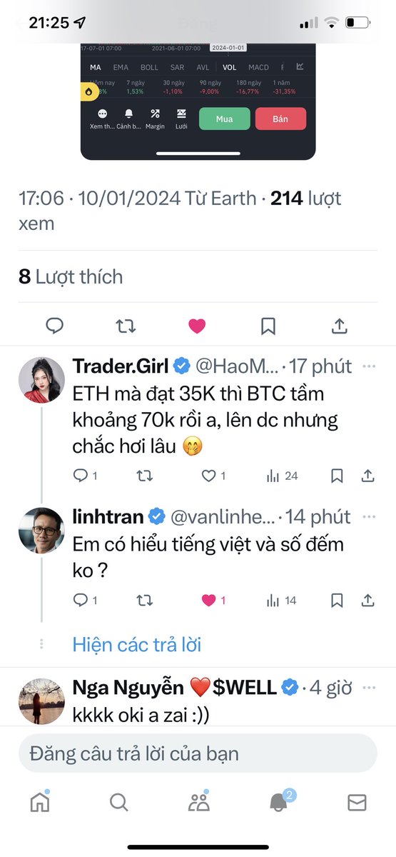 HaoMakeup's tweet photo. @vanlinheth A có bị mù ko? E bảo ETH lên 35k là e viết nhanh,  nhưng e bảo BTC đạt tầm 70k chứ e bảo là chắc chắn 70k à ? https://t.co/OWGYoQdsFc