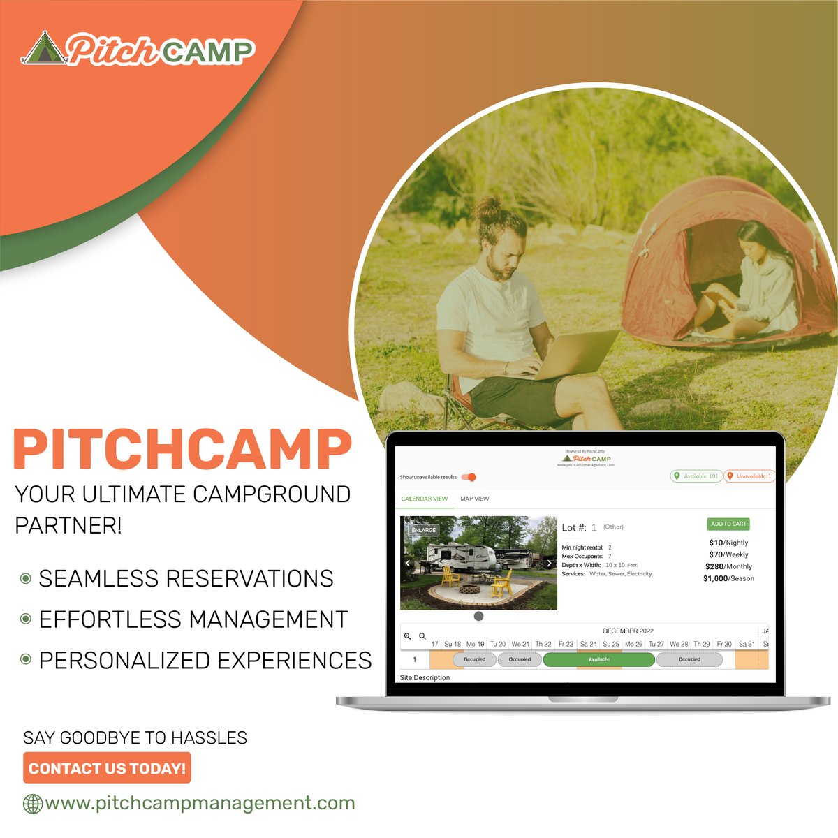 CampPitch's tweet image. Campground Owner, are you still taking email or phone reservations? - Visit PitchCamp and Start Taking Online Bookings Today!  -  tinyurl.com/pitch-camp

#PitchCamp #CampgroundManagement #CampgroundSoftware #CampgroundOwners #OutdoorHospitality #RVparkManagement #CampingTech