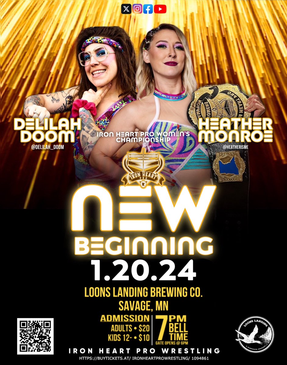 DavidAliWRSTLNG's tweet image. Morning nerds. In case you got distracted by the hindering of others &amp;amp;debates over championship match worthiness; @jackledger00 &amp;amp; @Delilah_Doom battle for the @IronHeartPro Men’s &amp;amp;Women’s Championships JAN20 in Savage, #Minnesota at @loonslandingtap vs #YourSAVIOR &amp;amp; @Heatherisme