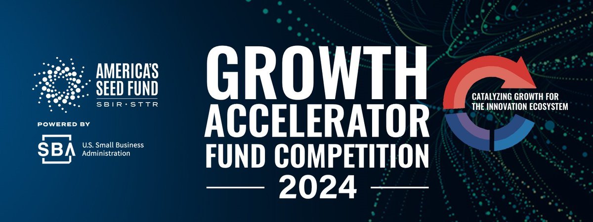 2024 Growth Accelerator Fund Competition application is open for Stage One submissions! $50K to $200K in prize awards for organizations seeking to foster a national innovation support ecosystem to advance small business R&D – learn more: americasseedfund.us/accelerators #SeedtheFuture