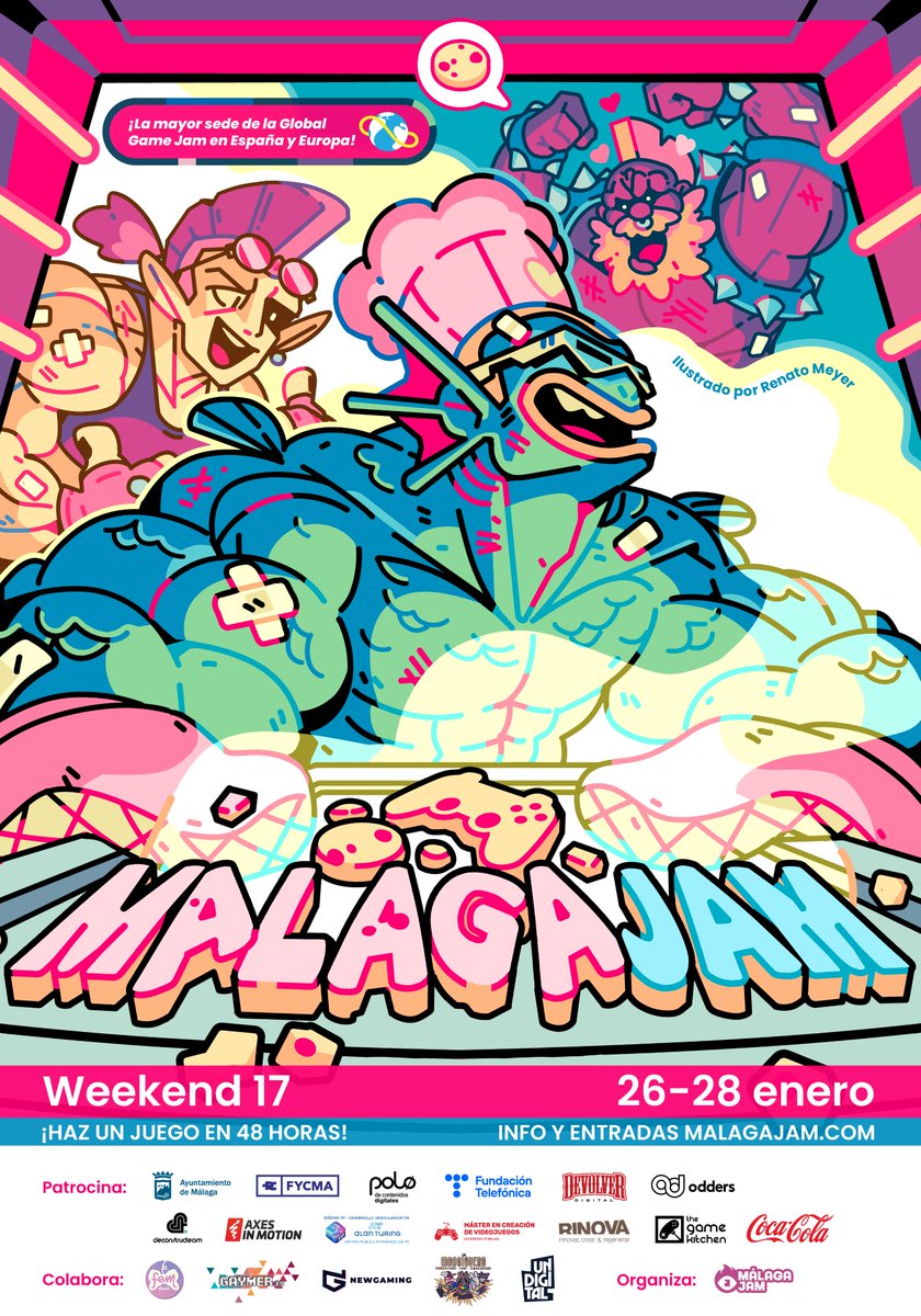este 2024 volvemos a ser sede oficial de la <a href="/globalgamejam/">GlobalGameJam</a>!!! 

toca divertirse con amigochis haciendo VIDEOJUEGOS Y JUEGOS DE MESA🎮📷🎲

🗓 26-28 de enero 
📍<a href="/PoloDigitalMLG/">Polo Nacional de Contenidos Digitales</a> 
🎨<a href="/Renato_Meyer_/">Renato Meyer 🦋🦋🦋 Gamedev</a>

os dejamos el cartel actualizado <3

#MJW17 #GGJ24 #gamejam