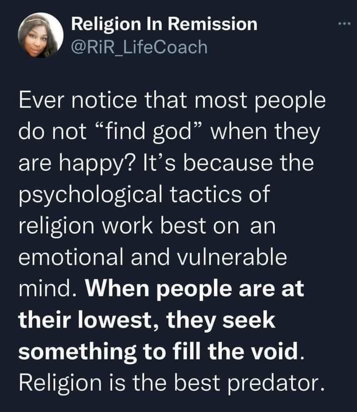 Maximumatheist's tweet photo. Ever wonder why so many people ‘find god’ (who keeps losing him?) in prison? https://t.co/gBpW74mpBk