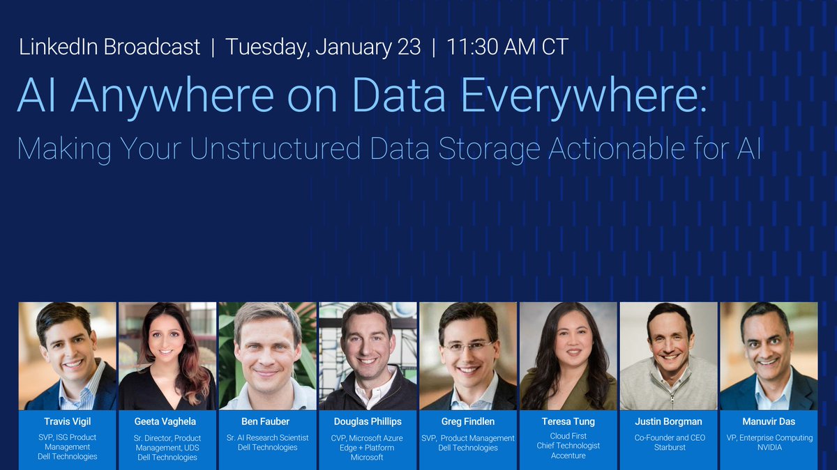 We have a vision for #data &amp; #AI. 🔮

Join us Jan. 23rd at 11:30 AM CT to hear how we're combining our AI-optimized infrastructure with #DataLakehouse architecture to power AI anywhere on data everywhere! 📅 dell.to/4aSd82I

#Iwork4Dell