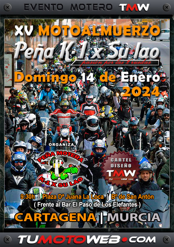 Tumotoweb's tweet photo. 📢📢 Este domingo 14 🏍️❄️🍺 XV Motoalmuerzo K-1 x Su Lao 2024 ℹ️ Más info aquí..👇👇 https://t.co/0jOgh9uwmo
---
Eventos Moteros en 👉 https://t.co/toWXq2G2pb
---
#Tumotoweb #EventosTMW 
---
#Motos #Motorcycles #Moteros #Moteras #Biker #Bikelife #Cartagena #Murcia https://t.co/ZlXt2RHKnv