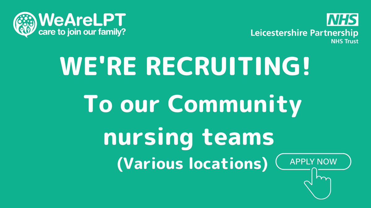 LPTnhs's tweet photo. We are recruiting community nurses and nursing associates. These provide vital nursing care, ensuring patients don’t have unnecessary hospital stays.

See more details: https://t.co/RA4hnnSWyz https://t.co/vs3sdBM5aY
