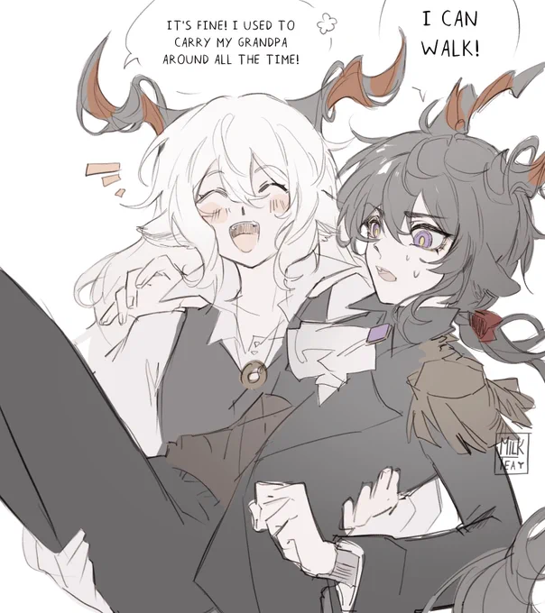 I have full faith that the entirety of Rhodes Island can lift Eben .  (That should've been ME in Mountain's arms) . #arknights #ebenholz