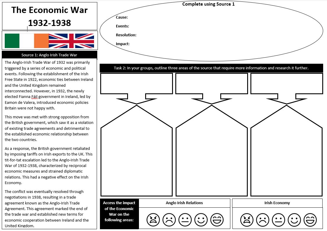 jjordan1989's tweet photo. Teaching The Economic War with my 5th Year History class and tried to combine it with possible limitations of AI when it comes to research. Source 1 is ChatGPT generated. Might be useful for others. #history #historyteacher #lchistory #education https://t.co/SgmGfJjzAk