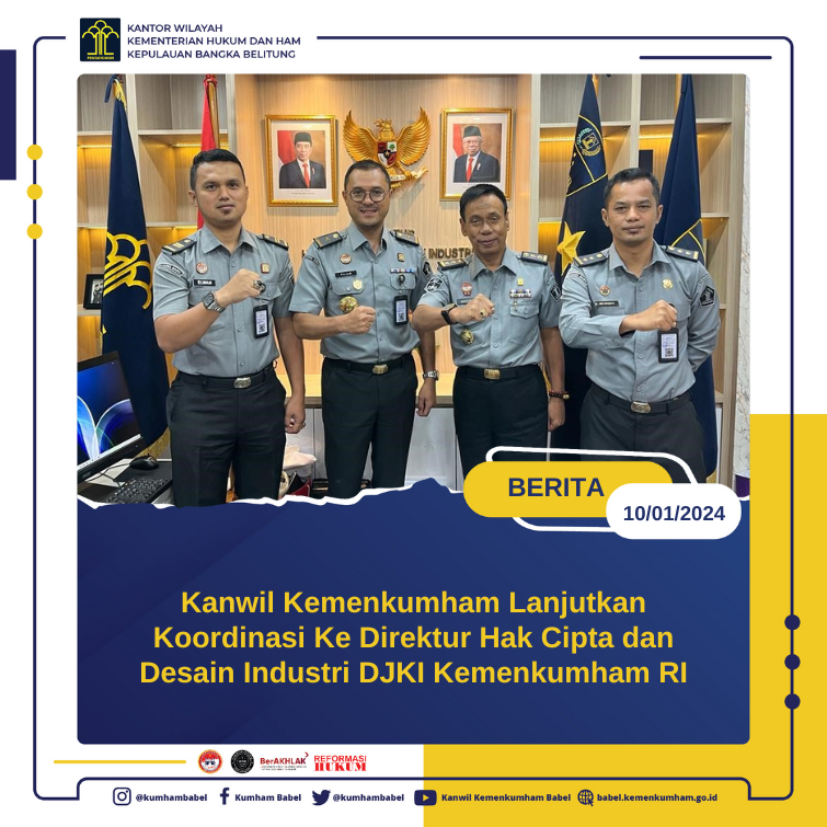 kumham_babel's tweet photo. Kanwil Kemenkumham Lanjutkan Koordinasi Ke Direktur Hak Cipta dan Desain Industri DJKI Kemenkumham RI
@kumham_babel
#KumhamBabel
#HarunSulianto
Kanwil Kemenkumham Babel 
Harun Sulianto https://t.co/ifDwQ1AtwI