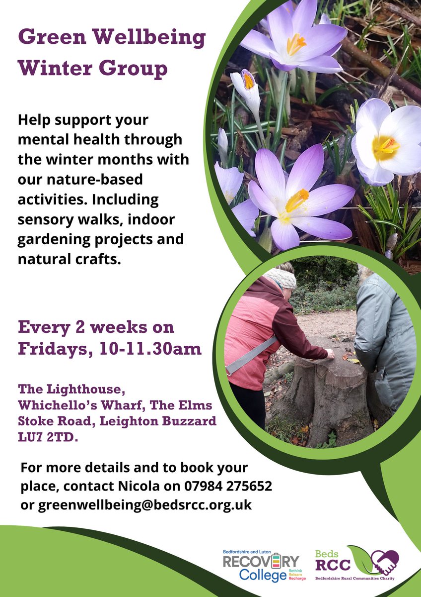 Your Wellbeing Bedfordshire (@wellbeingbeds) on Twitter photo Join us for our NEW Wellbeing Winter Group in Leighton Buzzard, starting on 19th January. Including sensory walks, indoor gardening projects and more! Find out more ⬇💚
#leightonbuzzard #gardening #winter #mentalhealth
@rc_bedsluton <a href="/greensandsocial/">Greensand Country</a> @loveleightonb @lltcnews Join us for our NEW Wellbeing Winter Group in Leighton Buzzard, starting on 19th January. Including sensory walks, indoor gardening projects and more! Find out more ⬇💚
#leightonbuzzard #gardening #winter #mentalhealth
@rc_bedsluton <a href="/greensandsocial/">Greensand Country</a> @loveleightonb @lltcnews
