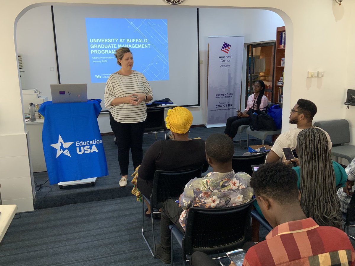 MobileWebGhana's tweet photo. #live from our @educationusa Info Session!

Currently underway with an official from the @UBSchoolofMGT Engaging discussions, insights into U.S. education, and exciting possibilities! 
#EdUSA #StudyinUSA  #educationusa https://t.co/H4DiSQ8Omj