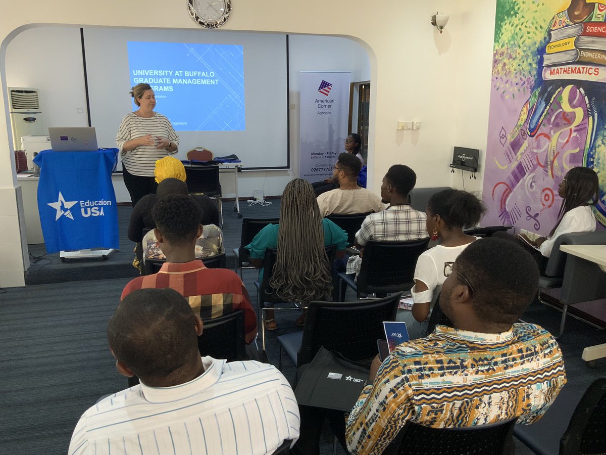 MobileWebGhana's tweet photo. #live from our @educationusa Info Session!

Currently underway with an official from the @UBSchoolofMGT Engaging discussions, insights into U.S. education, and exciting possibilities! 
#EdUSA #StudyinUSA  #educationusa https://t.co/H4DiSQ8Omj
