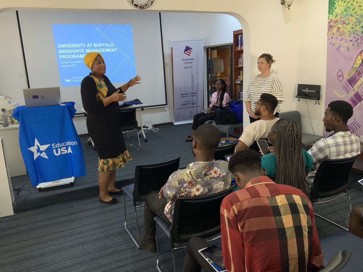 MobileWebGhana's tweet photo. #live from our @educationusa Info Session!

Currently underway with an official from the @UBSchoolofMGT Engaging discussions, insights into U.S. education, and exciting possibilities! 
#EdUSA #StudyinUSA  #educationusa https://t.co/H4DiSQ8Omj