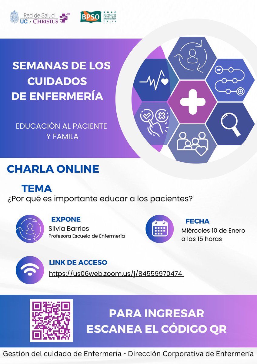 ¿Por qué es importante educar a los pacientes?
Es la charla online que se impartirá hoy en Red UC CHRISTUS vía zoom a las 15 horas para los profesionales de la salud, cuya expositora es Silvia Barrios profesora de la Escuela de Enfermería de la PUC. ¡Te esperamos a las 15 horas!