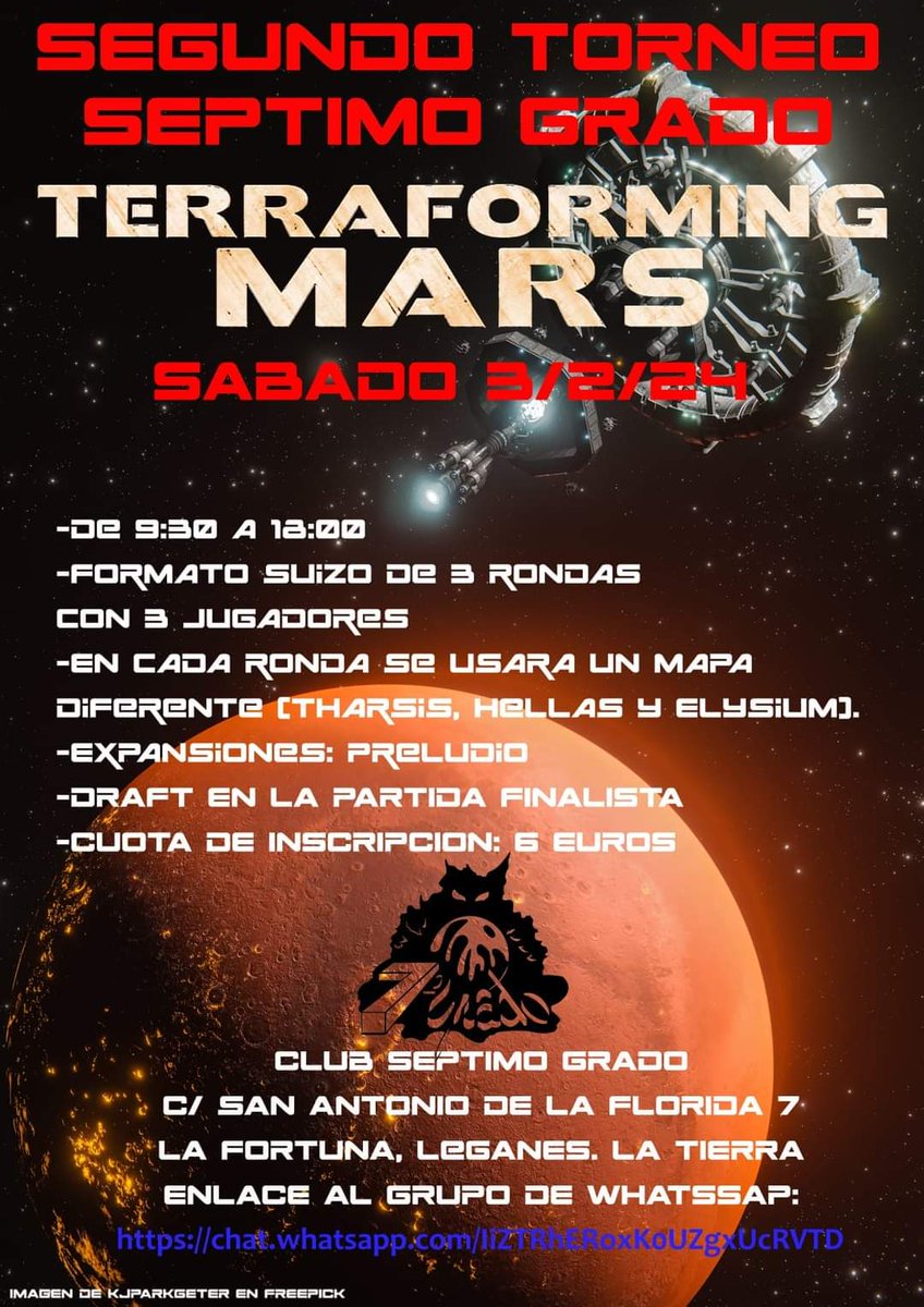 Mis colegas del club séptimo grado de Leganés están organizando torneo para terraformadores.
Estáis cordialmente invitados.
#TerraformingMars
#MadridTerraforma