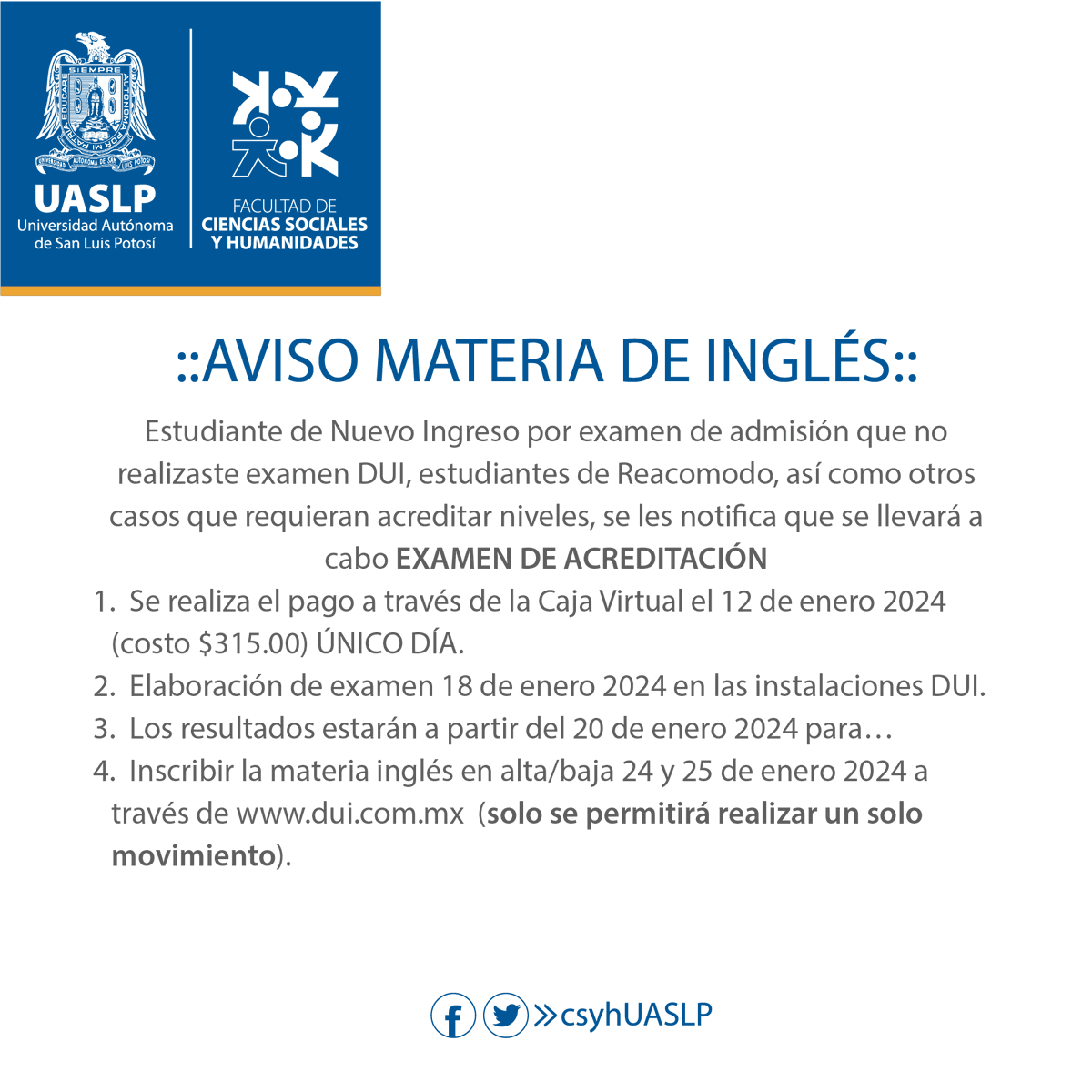 csyhUASLP's tweet image. Aviso #ControlEscolar