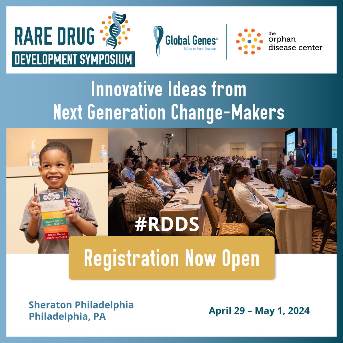GlobalGenes's tweet photo. Registration is officially open for this year's RARE Drug Development Symposium, from April 29 to May 1, in Philadelphia, PA! Register by Feb. 16 to catch early bird pricing! Register here: https://t.co/fCUtVUBM9O
#RDDS #RDDS24 #RareDrugDevelopment #CareAboutRare
@odc_upenn https://t.co/AAlHsYSfp4
