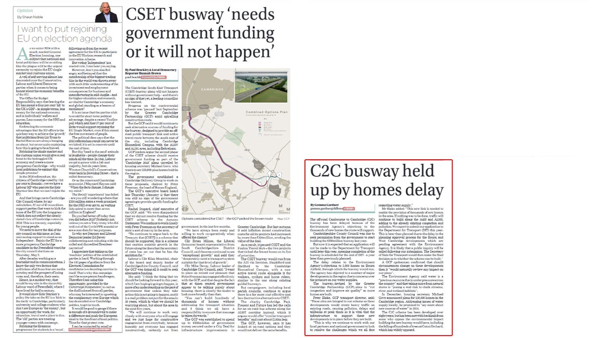 2 x @GreaterCambs’ environmentally destructive & financially crippling @BonkersBusway in @CambridgeIndy this week. Instead of asking for more money isn’t it time to start listening to @CambridgePPF & deliver @BetterBusways with the £ms you’ve received @CambsCC ❓#BusLaneNotBusway
