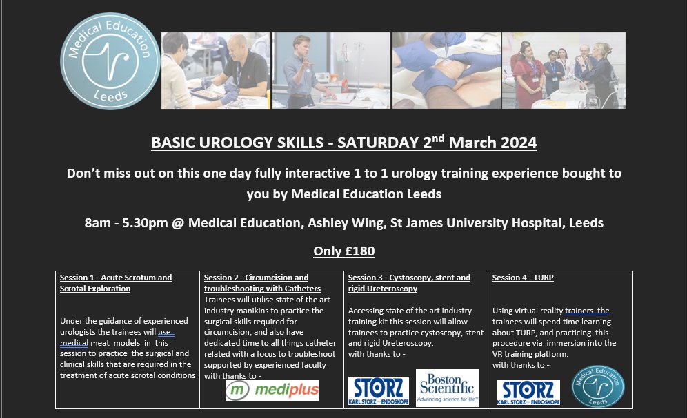 Are you a core trainee looking to develop your Urological Skills? There are still places available for our Basic Urology Skills Course, happening on Saturday 2nd March. Book via Maxcourse maxcourse.co.uk/medicaleducati…