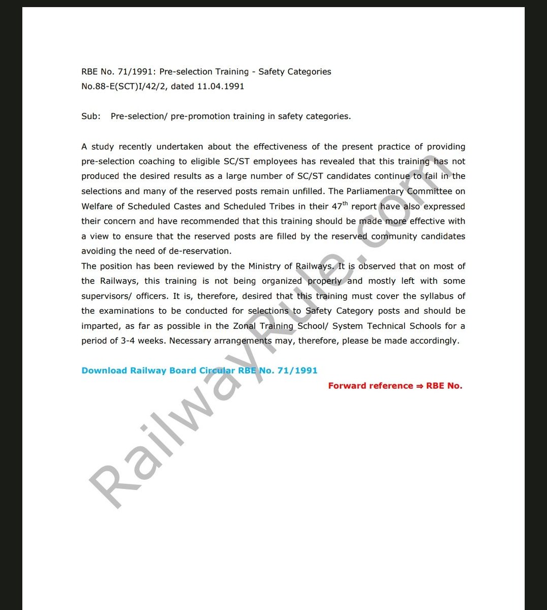 ParthaTikadar's tweet photo. @AshwiniVaishnaw @RailMinIndia @IR_CRB engg. Dept.of Nagpur divi. of central railway is going to conduct online pre-promotional training for reserved category candidates instead of offline and this is against railway boards letter no. 71/1991. A ridiculous decision taken by div.. https://t.co/qBQa3XuWOa