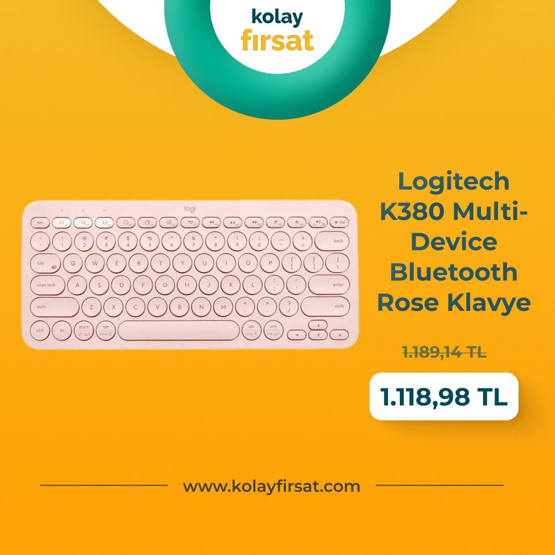 Kolay_Firsat's tweet image. Logitech K380 gül rengi bluetooth klavye en uygun fiyatıyla Kolay Fırsat&apos;ta satışta. Stoklar tükenmeden hemen satın almak için kolayfirsat.com&apos;a tıklayıp sitemize ulaşabilirsiniz. #logitech #bluetoothklavye #kolayfirsat #logitechklavye #kolayfirsatkampanya