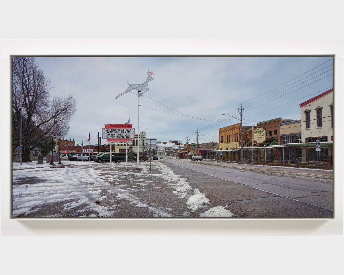 RodPenner's tweet image. View of Llano / Winter Storm, 2023, Acrylic on canvas, 36 x 72 in. (91.4 x 182.9 cm)⁣ #painting #llano #smalltowntx