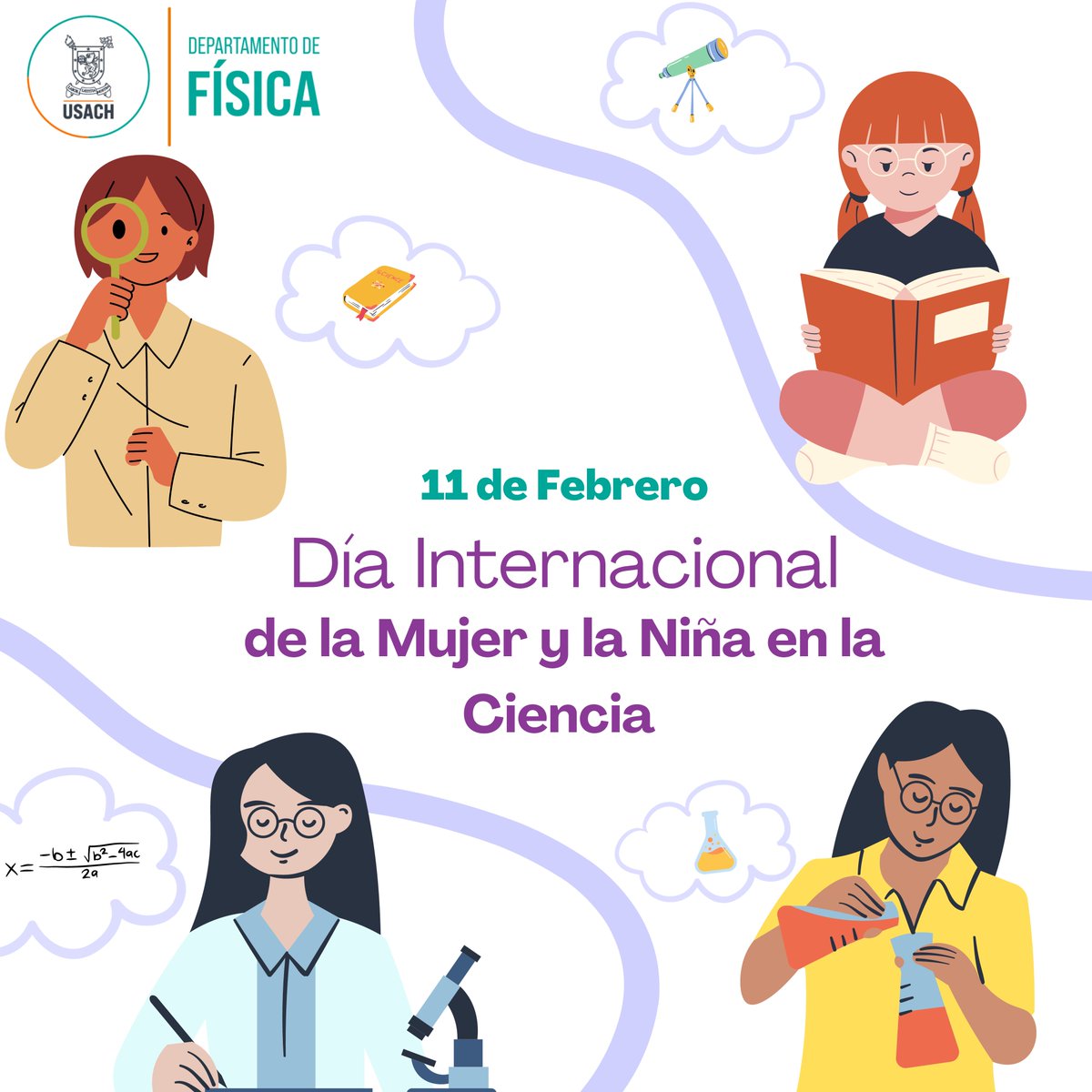 En el Día Internacional de la Mujer y la Niña en la Ciencia, homenajeamos el talento, la pasión y el invaluable aporte de las mujeres y niñas en el campo científico. ¡Sigamos impulsando la igualdad y el acceso a la ciencia para todas! #MujeresCientíficas #11Febrero #Mujeryciencia