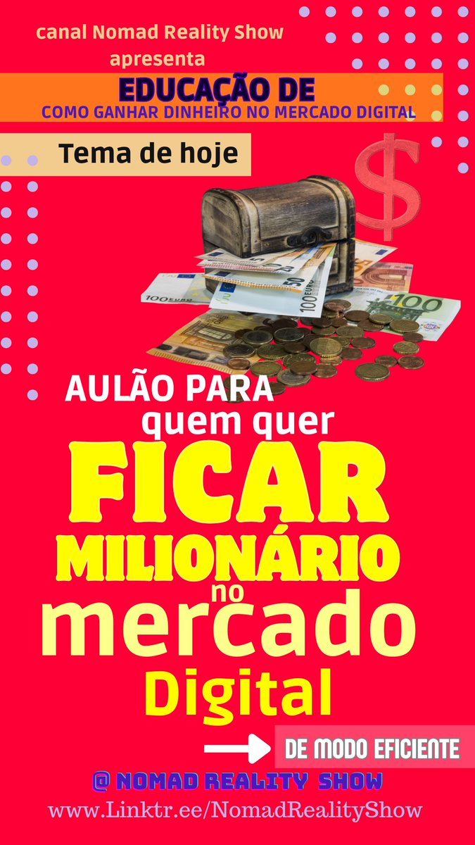 NRealityShow's tweet photo. ✴️ AULÃO PARA QUEM QUER FICAR MILIONÁRIO, + LISTA DE melhores Cursos e-books BEST-SELLERS no tema COMO  FICAR  MILIONÁRIO  no mercado  digital !

⚠️ VEJA ESSE VÍDEO NO YOUTUBE:
🔗 entre nesse link lá no canal e veja!
https://t.co/OUYIK0cb8n

#ebooks #livro #ganhardinheiroonline https://t.co/aHxJkCuWpM