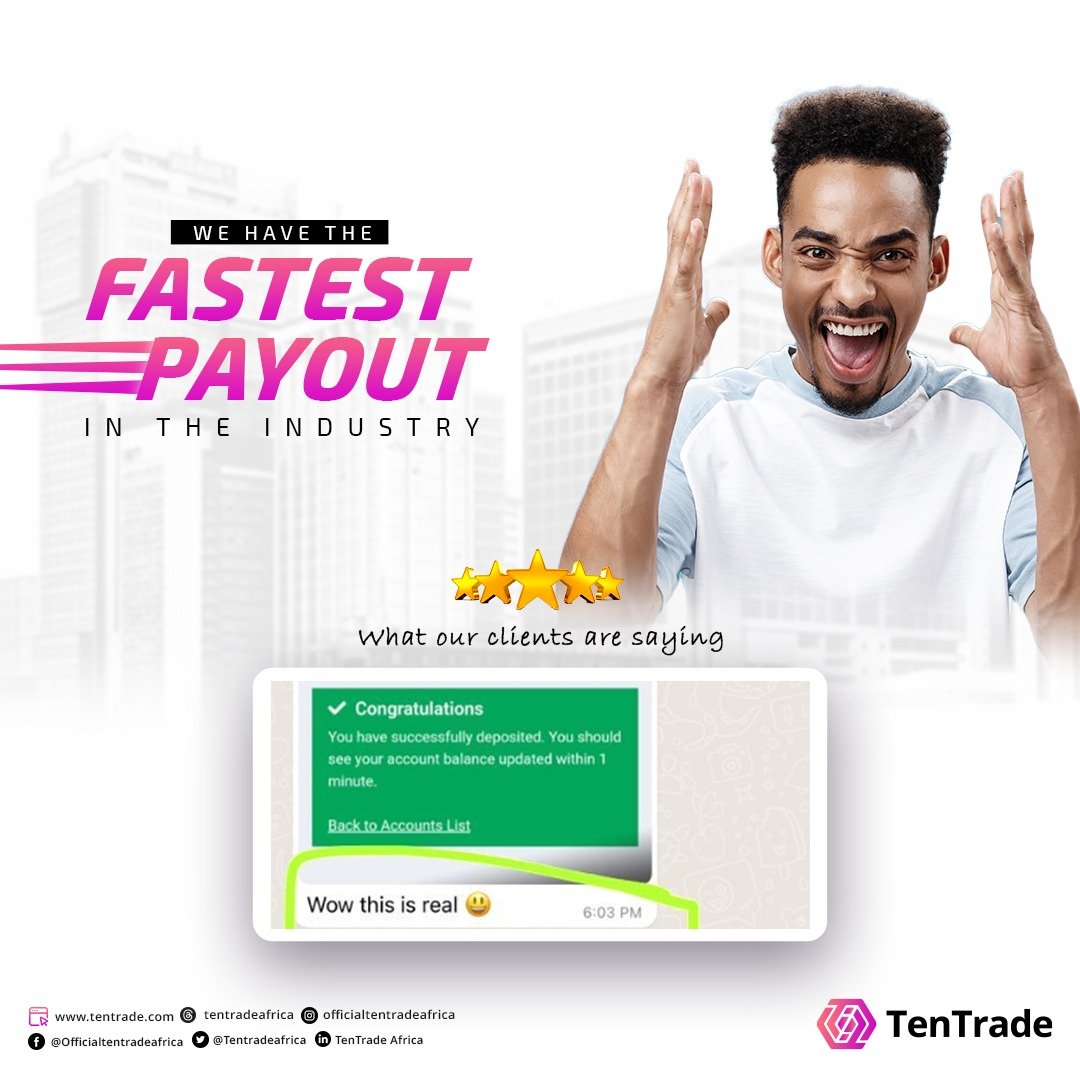 Tentradeafrica's tweet photo. Feel the excitement of the market's quickest payouts! Our delighted clients share their success stories, resonating with the speed of our transactions.
Experience the fast track to financial success with TenTrade.
https://t.co/o7yOGPAItb
#quickpayouts https://t.co/qsQKNLJKlN