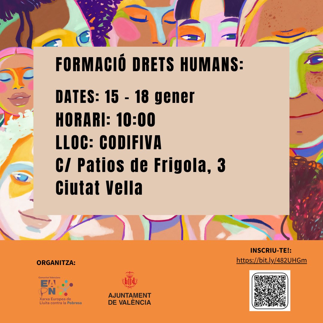 EAPN CV (@xarxaeapncv) on Twitter photo Recordeu que la setmana que ve tindrem la següent edició a <a href="/codifiva_org/">CODIFIVA.org</a>.
Amb: <a href="/HogaresComparti/">Hogares Compartidos</a>, <a href="/codifiva_org/">CODIFIVA.org</a>, <a href="/ymcavalencia/">YMCA Valencia</a>, <a href="/FundacionCepaim/">CONVIVE Fundación Cepaim</a>, <a href="/soterranya/">Soterranya</a>, Asociació Avant i <a href="/HogarSi/">HOGAR SÍ</a>.
Trobareu la infomació i les inscripcions a: bit.ly/cursddhh
Ens veiem!!! Recordeu que la setmana que ve tindrem la següent edició a <a href="/codifiva_org/">CODIFIVA.org</a>.
Amb: <a href="/HogaresComparti/">Hogares Compartidos</a>, <a href="/codifiva_org/">CODIFIVA.org</a>, <a href="/ymcavalencia/">YMCA Valencia</a>, <a href="/FundacionCepaim/">CONVIVE Fundación Cepaim</a>, <a href="/soterranya/">Soterranya</a>, Asociació Avant i <a href="/HogarSi/">HOGAR SÍ</a>.
Trobareu la infomació i les inscripcions a: bit.ly/cursddhh
Ens veiem!!!