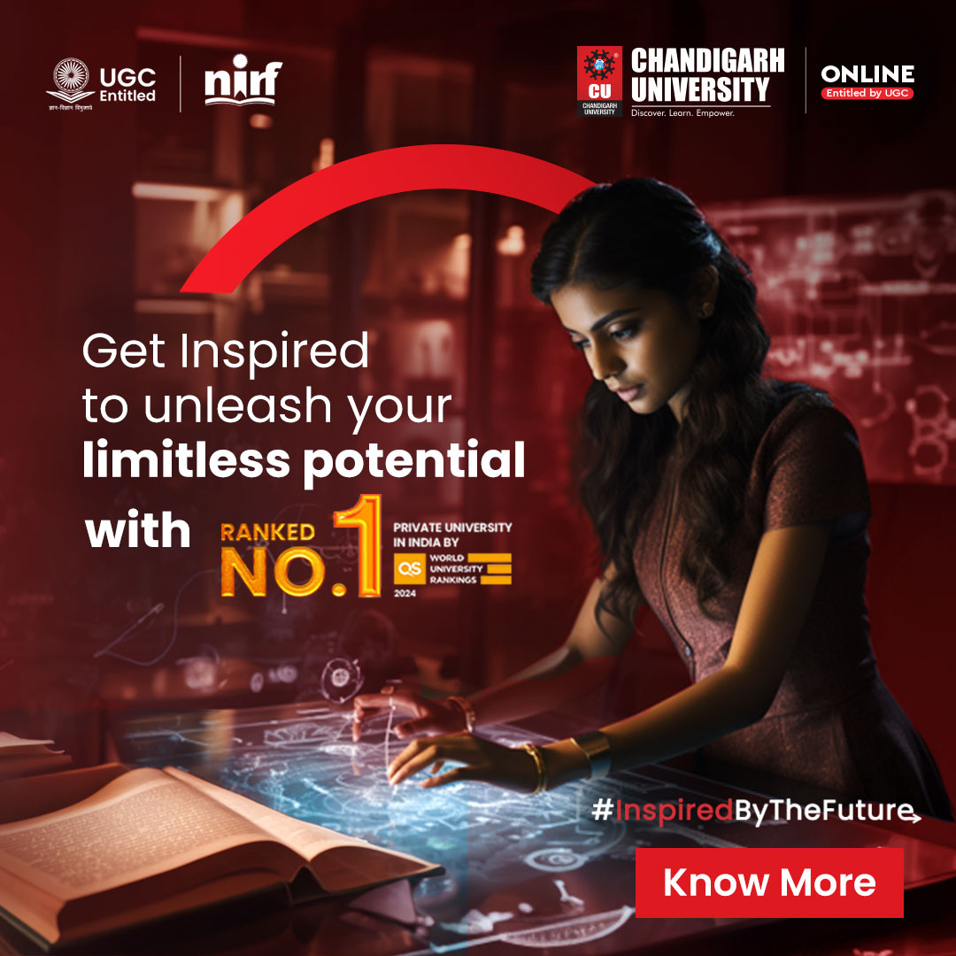 For those inspired to maximise their career potential, #ChandigarhUniversityOnline is the place to be! Make your mark academically and professionally with future-ready online courses #InspiredByTheFuture! 

#CUO #QSRanking #QSAsiaRanking #InspiredByTheFuture #OnlineUniversity