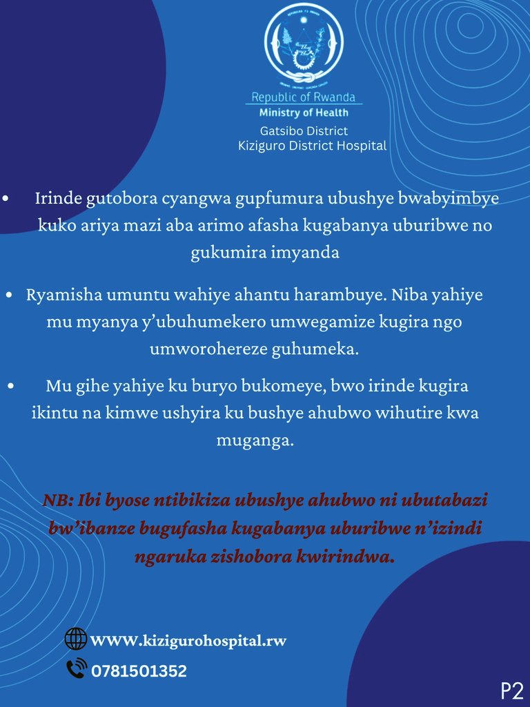 KiziguroH's tweet photo. Dore ibyo wakorera umuntu wahiye igihe ataragera kwa muganga, bishobora kumurinda ingaruka zituruka ku bushye. https://t.co/oS3UxqU6d3