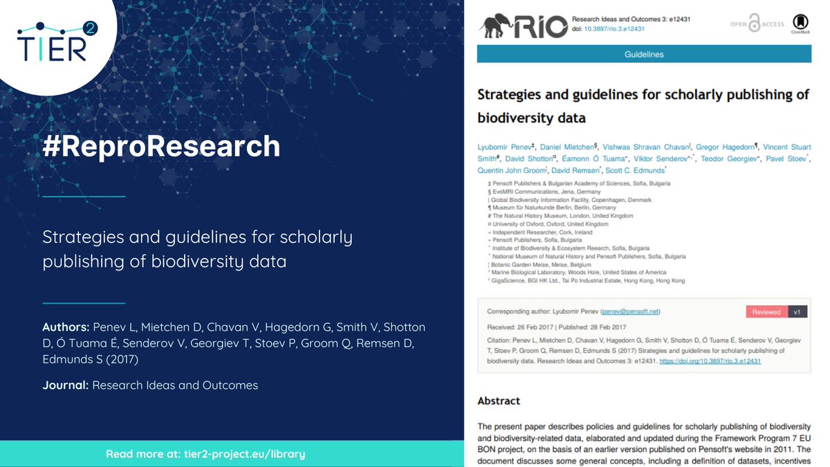 TIER2Project's tweet photo. Curious about publishing #biodiversity and biodiversity-related data❓
🔎Check out this week's #ReproResearch paper and explore several routes for data publishing: https://t.co/tdIzxgO04m https://t.co/7lh0V8iY0r